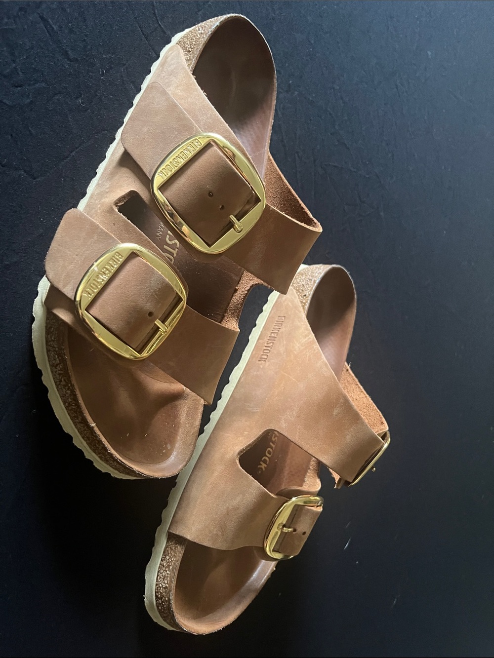 Birkenstock Brown Suede Double-Strap Sandals with Gold Buckles - Picture 7 of 7